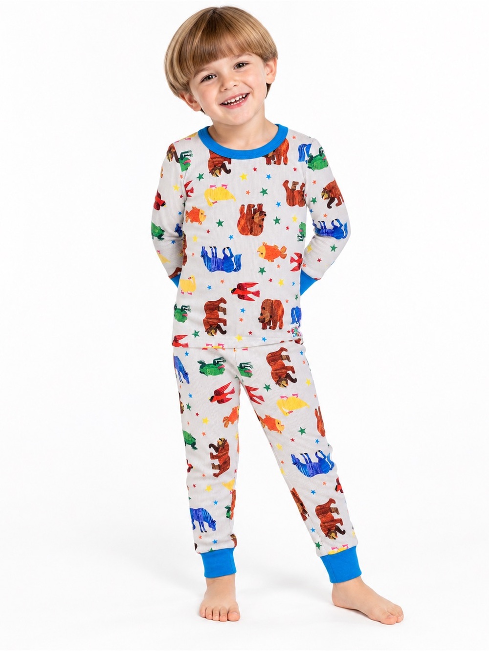 World of Eric Carle 4T Brown Bear Book Animal Print Snug Fit Pajama Set Kids PJs